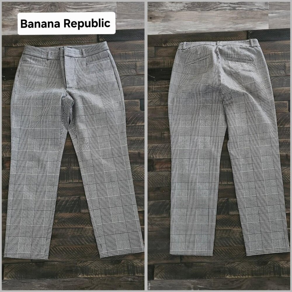 NWOT Banana Republic black & white plaid women's petite size 6 modern sloan